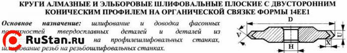 Круг алмазный 14ЕЕ1(плоск. 2-хстор.конич.профиль)125х6х3х5х32х45град АС6  80/63 В2-01 100% 24,1 карат фото №1