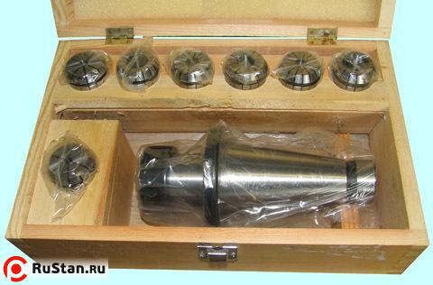 Патрон Цанговый с хв-ком 7:24-40 ГОСТ 25827 исп.1 М16х2.0 с набором цанг ER40 из  7шт (6-25мм) "CNIC" фото №1