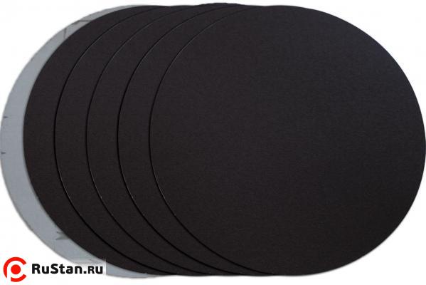 Диск шлифовальный на велкро основе P150, 230мм /без отв., черный, 5 шт. фото №1